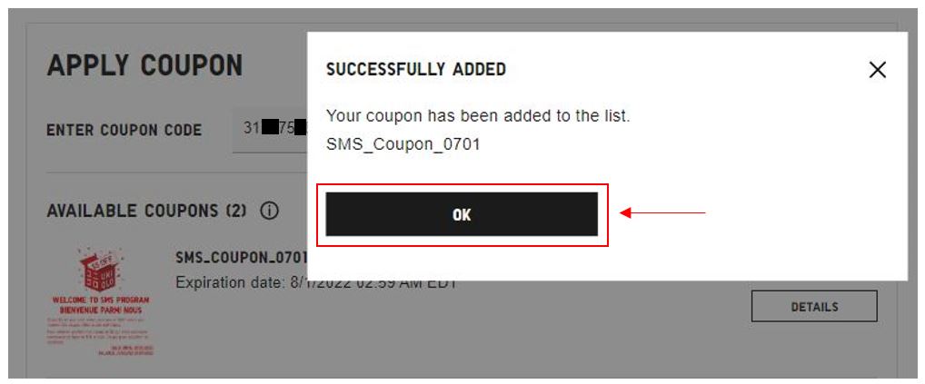 How To Add SMS Coupon To An Order?, UQ CA